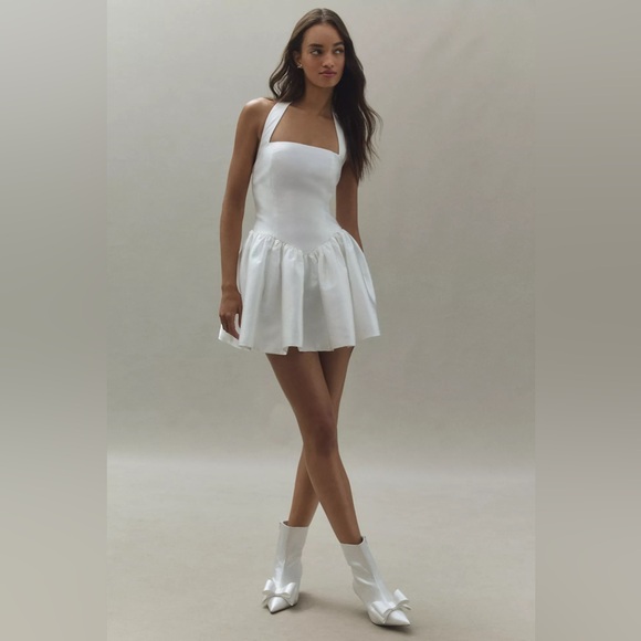 MARE MARE
Drop-waist Fit & Flare Mini Dress In White large - Picture 2 of 7